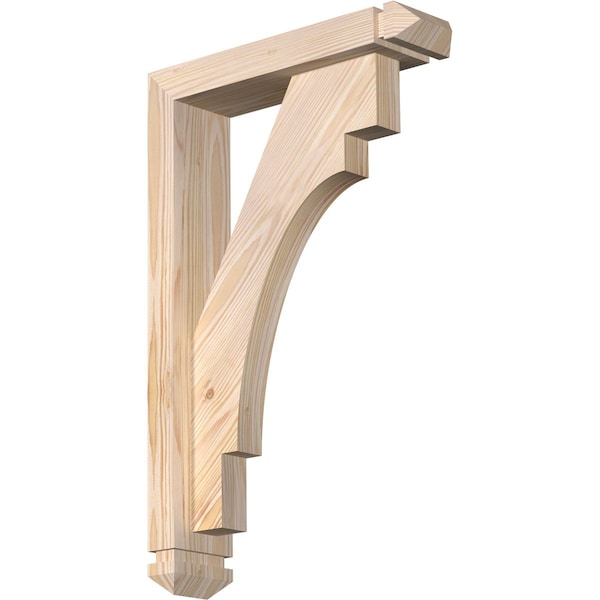 Ekena Millwork Merced Arts and Crafts Smooth Bracket w/ Offset Brace, Douglas Fir, 3 1/2"W x 14"D x 22"H BKT0402X14X22MRC03SDF - main